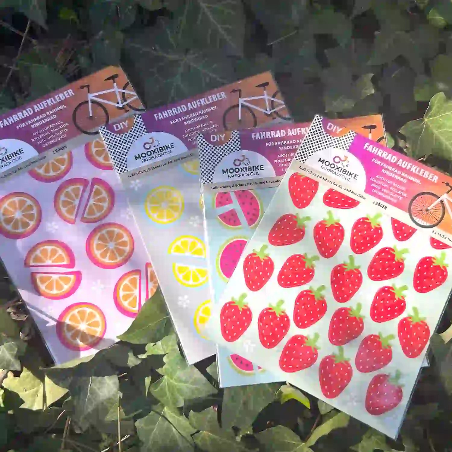 Fahrrad individualisieren, Rahmenschutz Sticker, wetterfeste Aufkleber Fahrrad, MOOXIBIKE Obst Erdbeer, Orange, Zitrone, Melone