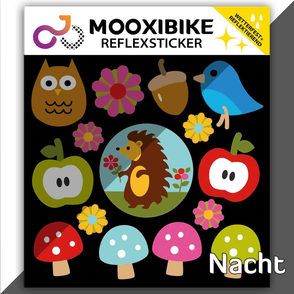    mooxibike-fahrrad-sticker-reflektierend-waldfreunde-pilze-eule-apfel