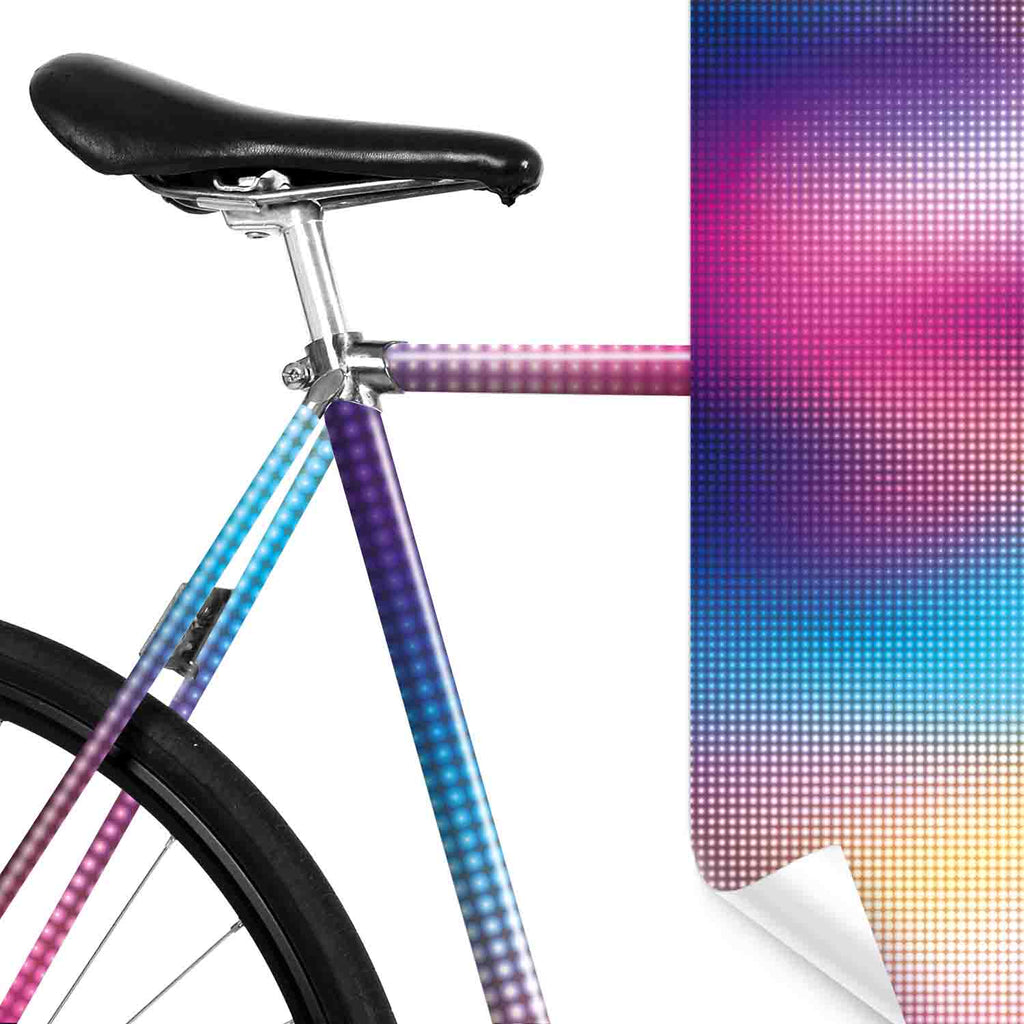 mooxibike-fahrradfolie-farbverlauf-regenbogen-fliessend-geometrisch-kugeln-muster-fahrrad