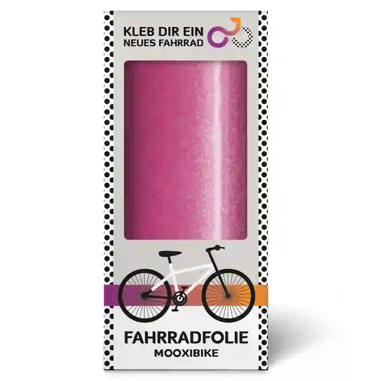 Metallic himbeerrote Lackschutzfolie für Fahrräder mit Glanz-Effekt.