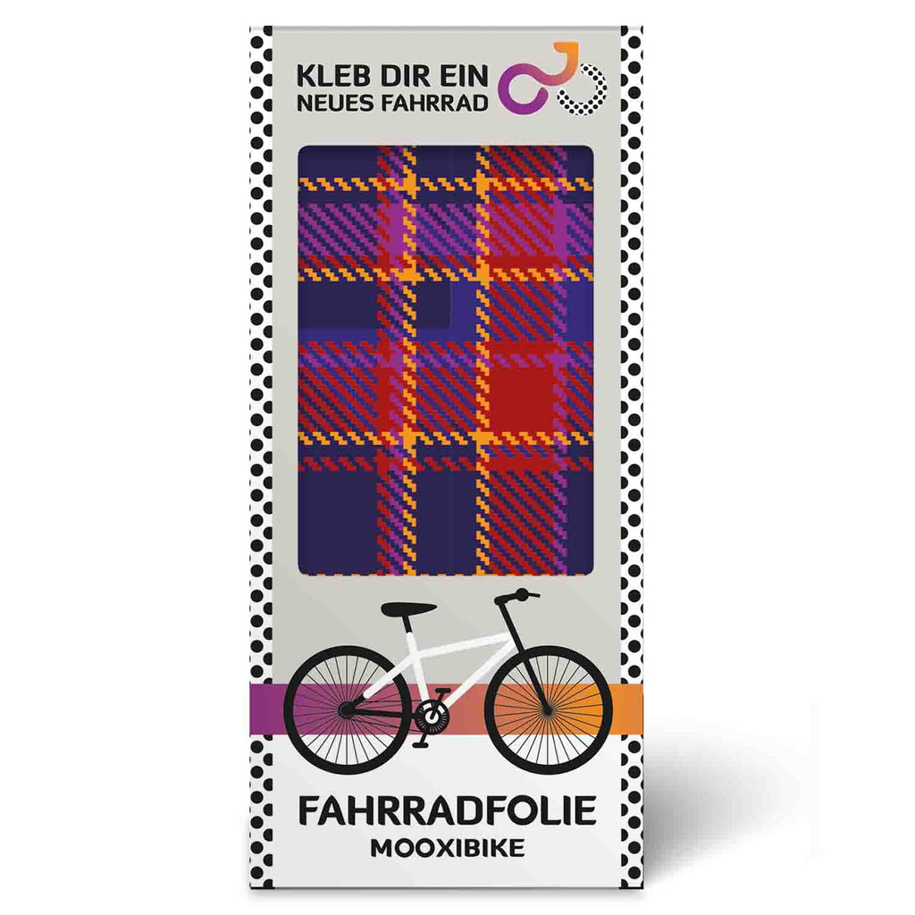 mooxibike-fahrradfolie-karo-vivienne-orange-lila-rot-retro-verpackung