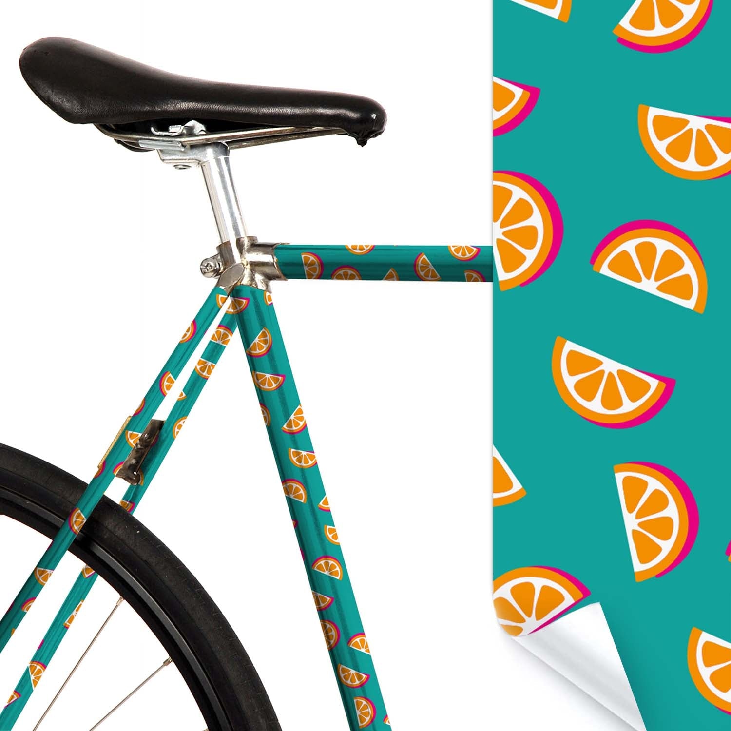 mooxibike-fahrradfolie-tuerkis-orangen-obst-rennrad