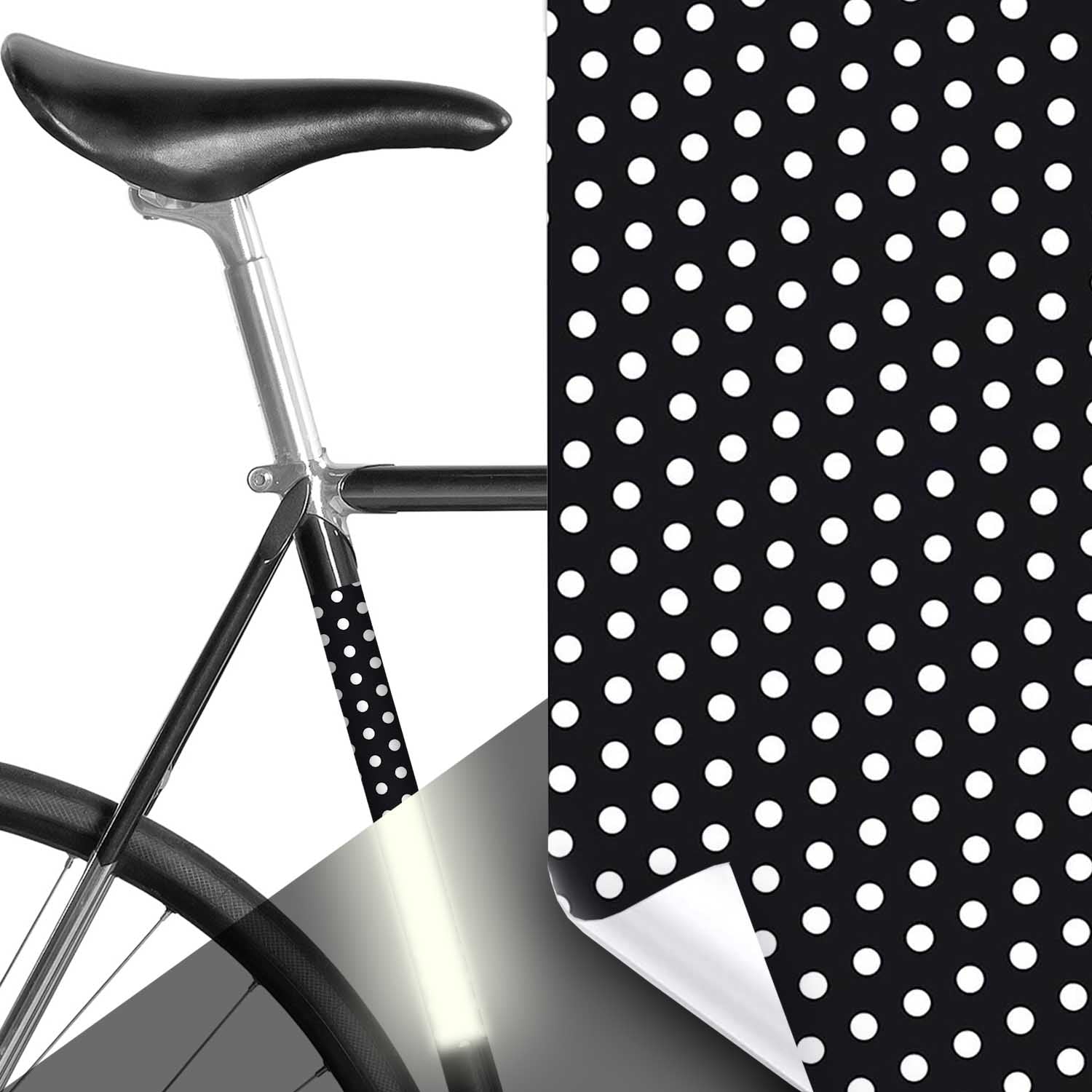 fahrrad-folie-bekleben-punkte-schwarz-weiss-reflektierend