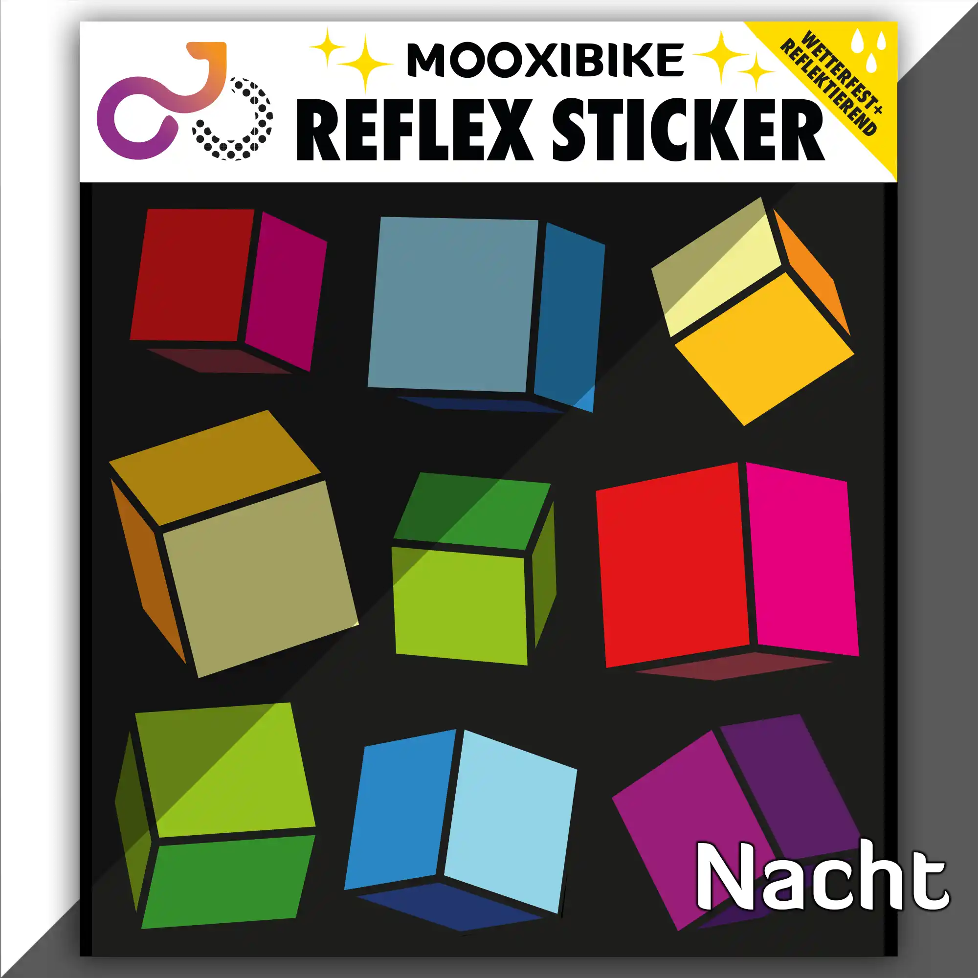 Fahrrad Aufkleber Fliegende Würfel reflektierend
