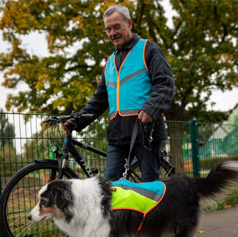 Fahrrad Warnweste Bunter Hund in Rot/Gelb - Antonia Berndt